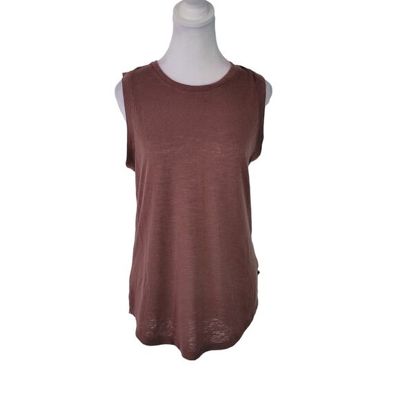 Athleta Size S Mauve Breezy Tank Top Crew Neck Side Split Modal - Picture 1 of 7